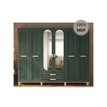 Begonya 6 Kapak Mdf Ayaklı Tasarım Gardırop Yeşil