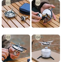 Pazly Pratik Kamp Ocağı Başlığı - Ayarlanabilir Alev, Kolay Kurulum, Çok Amaçlı Gümüş Paslanmaz Çelik, 180mm Açık Çap Gümüş