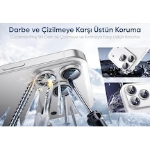 İphone 16 Pro Max Uyumlu Kamera Lens Koruyucu, 9h Temperli Cam Metal Çerçeve Koruma Halkası, Safir Hd Berraklık Gümüş Renk, 3&apos Lü Set 50 x 22