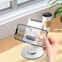 360 Döner Telefon Tablet Standı İpad,, Ve Tüm Cihazlarla Uyumlu Ayarlanabilir Masaüstü Tutucu Yüksek Stabilite, Çok Açılı Görüntüleme Gümüş Acı Kahverengi