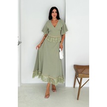 Püsküllü Bluz Etek Takım Haki Haki