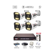 Fury 4 Kameralı Ip Güvenlik Kamerası Seti Sesli 4mp Gece Renkli Su Geçirmez 1506s 250gb