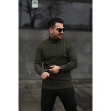 Unisex Balıkçı Yaka Triko Haki Kazak Haki