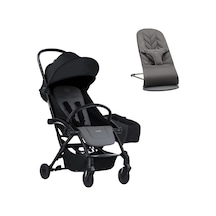 Bumprider Connect³ Bebek Arabası Black-grey Melange- Yan Düzenleyici Çanta & Babybjörn Bliss Ana Kucağı Petal Woven Anthracite