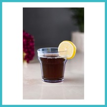 Bezos Akrilik Lacivert Tekli Kısa Bardak & Su Meşrubat Kahve Yanı Bardağı 300 Ml Cam Değildir Dfnbez