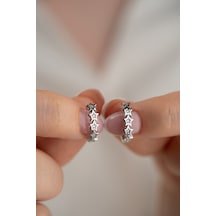 925 Ayar Gümüş Rodyum Kaplama 15 Mm Yıldız Çemberi Küpe