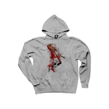 NBA Baller Red Silhouette Gri Kapşonlu Sweat Gri