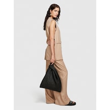 Sisley %100 Pamuk Astar Maskülen Kesin Geniş V Yaka Kruvaze Yelek Kadın 1m7 Yelek - 324p283glj00ı