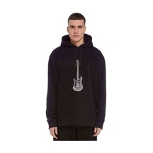 Drawing Elektro Guitar Red Baskılı Siyah Erkek Örme Sweatshirt (531056215)