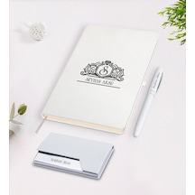 Kişiye Özel Isimli Beyaz Defter Kalem Kartvizitlik Hediye Seti-13 (505048445)
