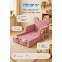 Dizanor Mini Nest 6'sı 1 Arada Bebek Oyun Parkı ve Park Yatak Pembe Fitilli 70 X 130
