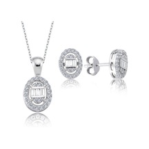 Mia Vento Pırlanta Montür Baget Oval İkili Gümüş Mini Set