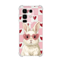 Printify İnfinix Note 50 Pro İle Uyumlu Pembe Pötikare Serisi Pembe Zıpzıp Tasarımlı Uv Baskılı Köşe Korumalı Antişok Kılıf Şeffaf
