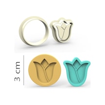 Lale Kurabiye, Bisküvi, Kolye Ucu, Mühür Kalıp Seti - 3 Cm