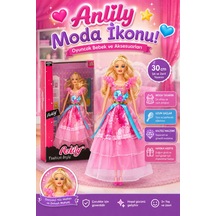 Anlily 30 Cm Moda İkonu Pembe Elbiseli Oyuncak Bebek