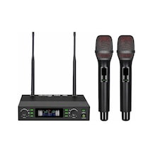 Ten, Profesyonel Uhf Kablosuz Mikrofon Seti Çift El Mikrofon 100 Kanal Lcd Ekranlı Sahne Ve Organizasyon Mikrofonu