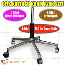 Krom Ofis Koltuğu Seti Lux Ayak Tekerlekler Amortisör BE073Ü