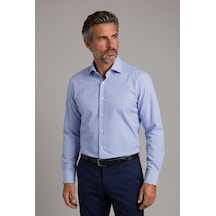 Bisse Mavi Regular Fit Pamuk Cepsiz Uzun İtalyan Yaka Gömlek Gmeks252113 E35