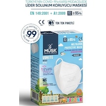 Musk N95 Çocuk Maske Beyaz Renk Xs 10 Adet