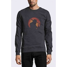 Carmen Sandiego Red Circle Baskılı Füme Erkek Örme Sweatshirt