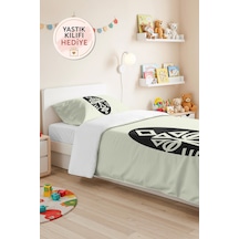 Etnik Minimal Krem Genç Odası Tek Kişilik Pike Takımı - Siyah Geometrik 160x220 Cm Yatak Örtüsü Ilık Yaprak Parıltısı