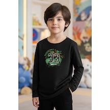 Fyk Kids Sıfır Yaka Basketball Baskılı Erkek Çocuk Sweatshirt Siyah