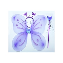 Lila Renk Kelebek Kanadı Tacı Ve Sopası 50x37 Cm 5671 Çok Renkli