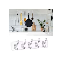 5'li Güçlü Yapışkanlı Şeffaf Duvar Askısı Banyo Mutfak Düzenleyici Pratik Askılık