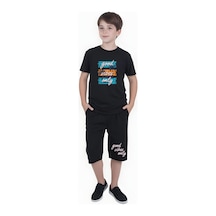 Fyk Kids Erkek Çocuk Yazlık Good Vibes Only Baskılı Alt-üst Takım Siyah