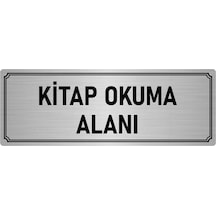 Metal Yönlendirme Levhası, Departman Kapı İsimliği Kitap Okuma Alanı 7x20 cm Gümüş Renk