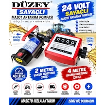24 Volt Mazot Aktarma Pompası & Mekanik Mazot Sayaç Seti Litre Ö