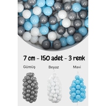 7 Cm Top Havuzu Topu 150 Adet Gümüş, Mavi. Beyaz