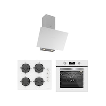 Silverline BO6502W02 - CS5700E6W01 - 3481 FLAM Beyaz Cam Ankastre Set