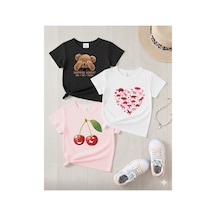 Stil-x Yeniz Sezon 3' Lü Takım Kız Çocuk Tshirt, Çok Renkli, %100 Pamuk Çok Renkli-y4