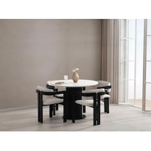 Avvio Bella Bohem Lake Mdf Ayak 4'lü Tokyo Sandalye 90x90 Masa Sandalye Takımı Beyaz