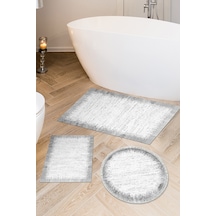Eko Trend Djt 3 Lü Yıkanabilir Kaymaz Taban Banyo Paspas Seti 1342 Modern gri