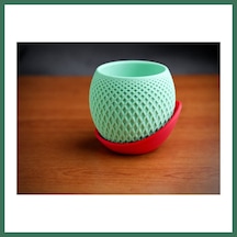 En-cag 3d Baskı Küre Saksı - Kafes Dokulu İki Parçalı Dekoratif Saksı - Mint-kırmızı Bss Standart 03198470