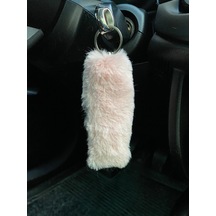 Yumuşak Tüylü Peluş Puf Anahtarlık Pudra Pembe