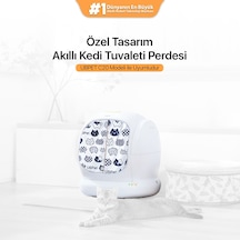 Ubpet C20 Uyumlu Kedi Tuvaleti Perdesi Kum Dağılım Önleyici Mıknatıslı Giriş, Premium Kumaş, Beyaz
