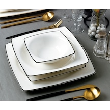 Sıla Porselen Bn-104 24 Parça Bone Porselen Yemek Takımı - Lacivert
