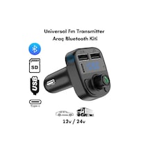 Fm Transmitter Bluetooth Araç Kiti Mp3 Usb-typce Oto Müzik Çalar