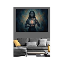 Kalbini Tutan Karanlık Mistik Kadın Yağlı Boya Dokulu Kanvas Tablo Canvas Tablosu