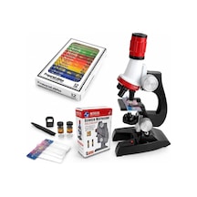 Eğitici Çocuk Mikroskop Kiti Led Işıklı Zoomlu 100x 400x 1200x Büyütmeli Bilim Seti