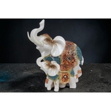Lüks Nakış İşlemeli Anne Ve Yavru Fil Heykeli Feng Shui Şans Getiren Dekoratif Masaüstü Biblo 17 Cm.