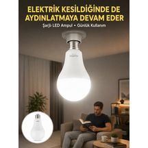 Kargo Acil Durumlar İçin Şarjlı Led Ampul 6400k Soğuk Beyaz 30 Watt Yeni Nesil Najmaddin Çok Renkli