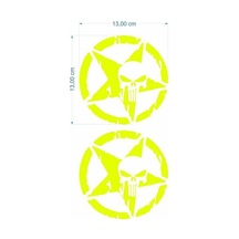Army Yıldız Kuru Kafa 13 X 13 Cm Flo Sarı Sticker 2 Li Standart