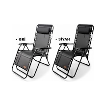 Madfox Easyrest Katlanır Şezlong Sandalye Gri Gri - Siyah
