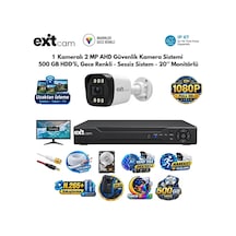 1 Kameralı 2 Mp Ahd Güvenlik Kamera Sistemi 500gb Hdd'li, Gece Renkli - Sessiz Sistem - 20 İnç Monit