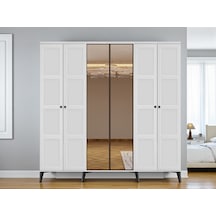 Birce 6 Kapaklı Çekmeceli Mdf Membaran Dolap Gardırop Beyaz