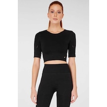 Jerf Naples Kısa Kol Crop Top Econyl Siyah